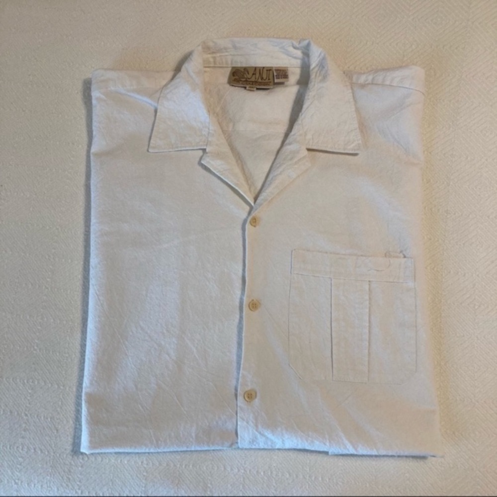 Anji Cotton Button Down Guayabera Shirt NWOT